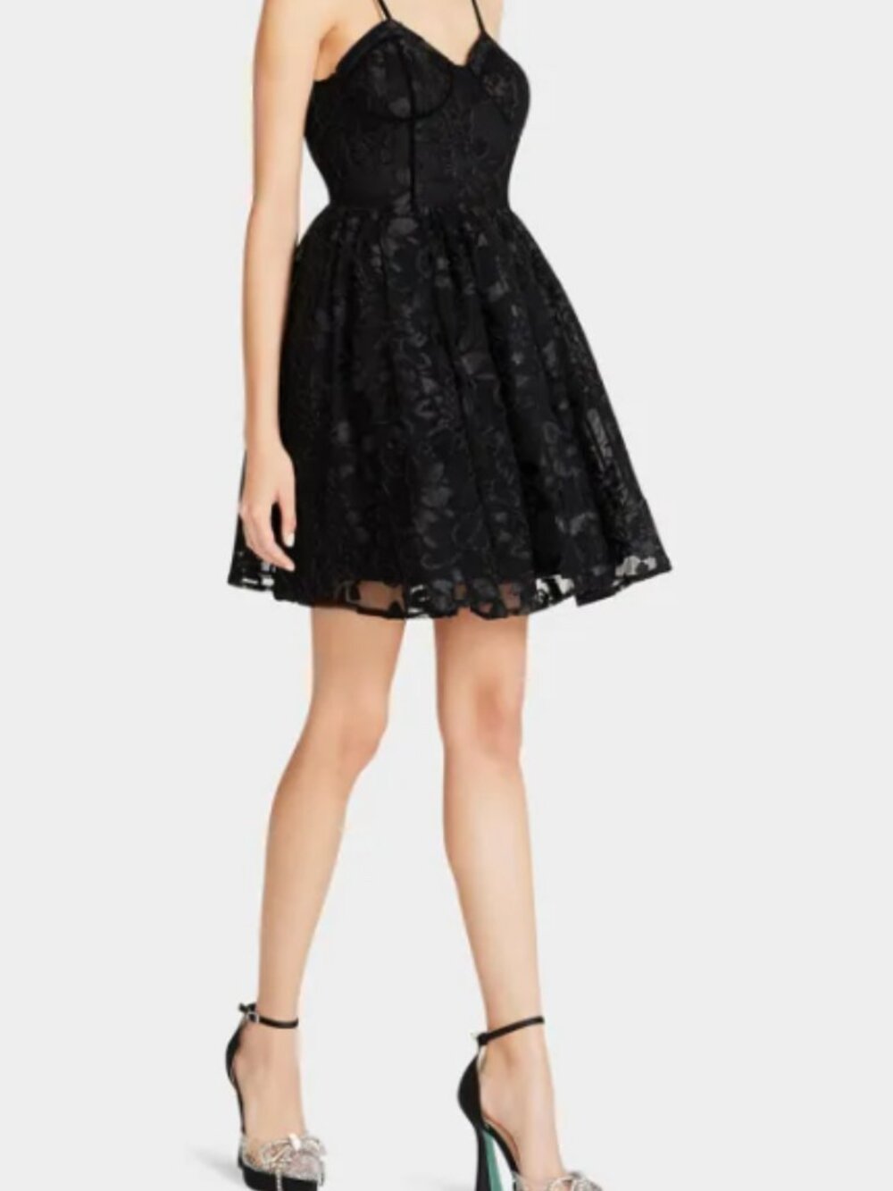Betsey Johnson "Lucia" black lace floral mini dress